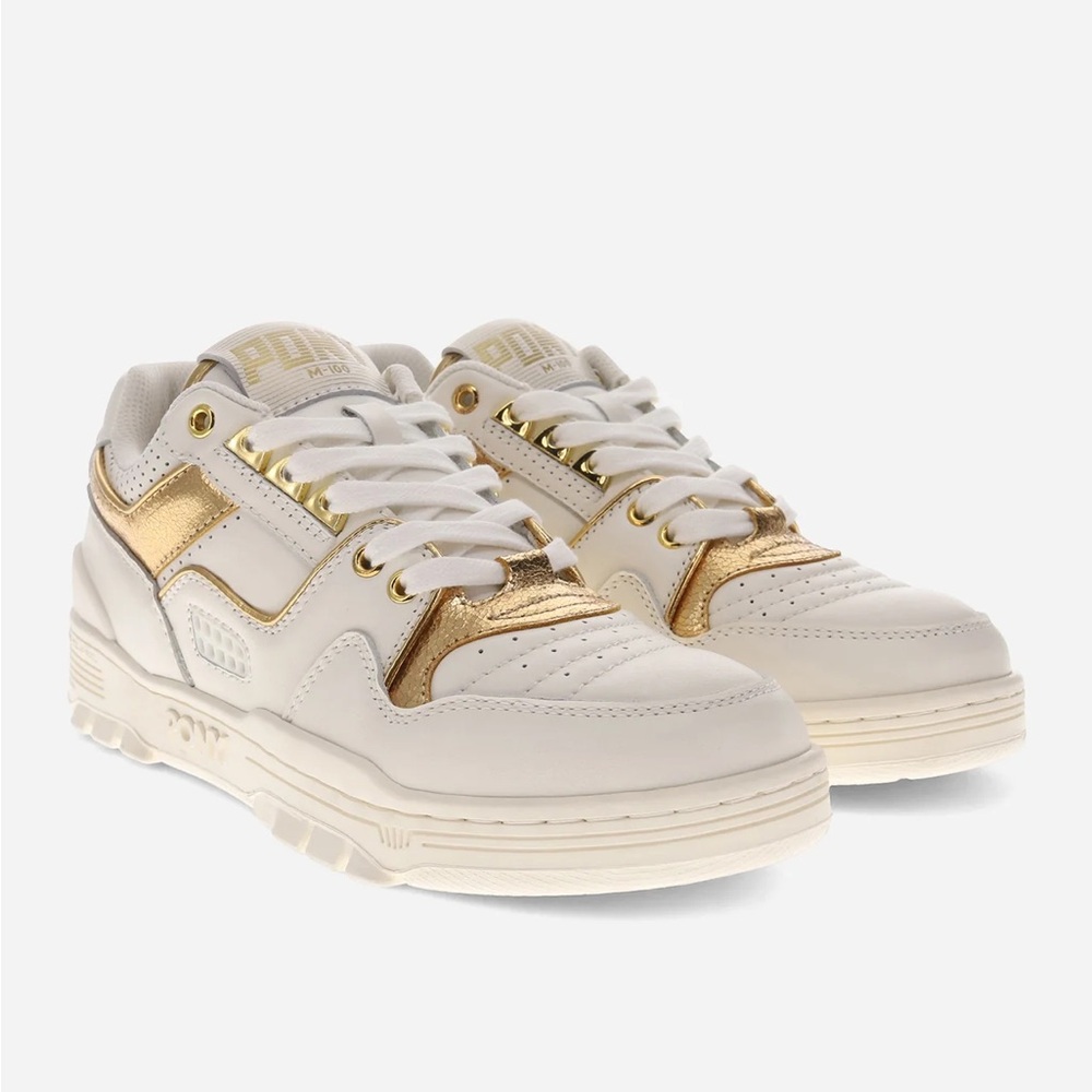Pony M-100 White and Gold Sneakers Unisex